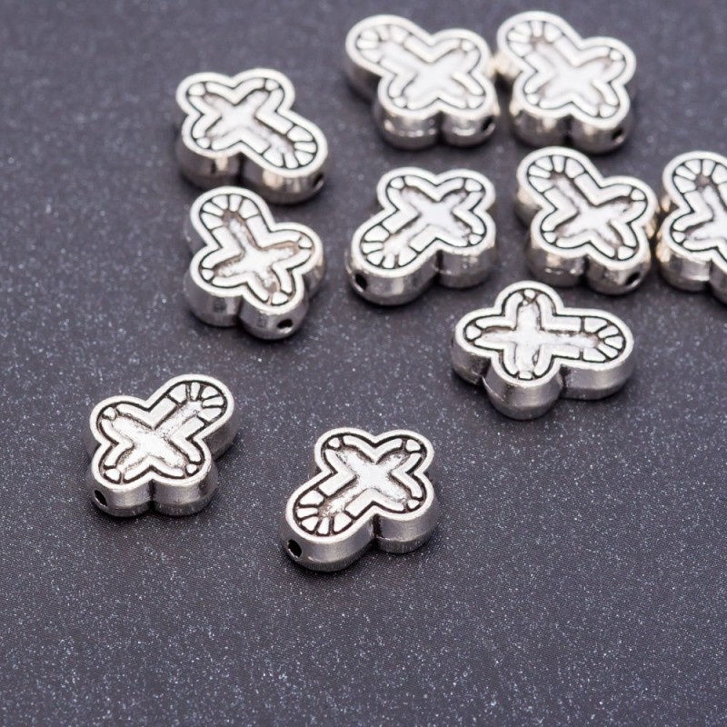 Koralik krzyżowy w kolorze sreba 14×12 mm
