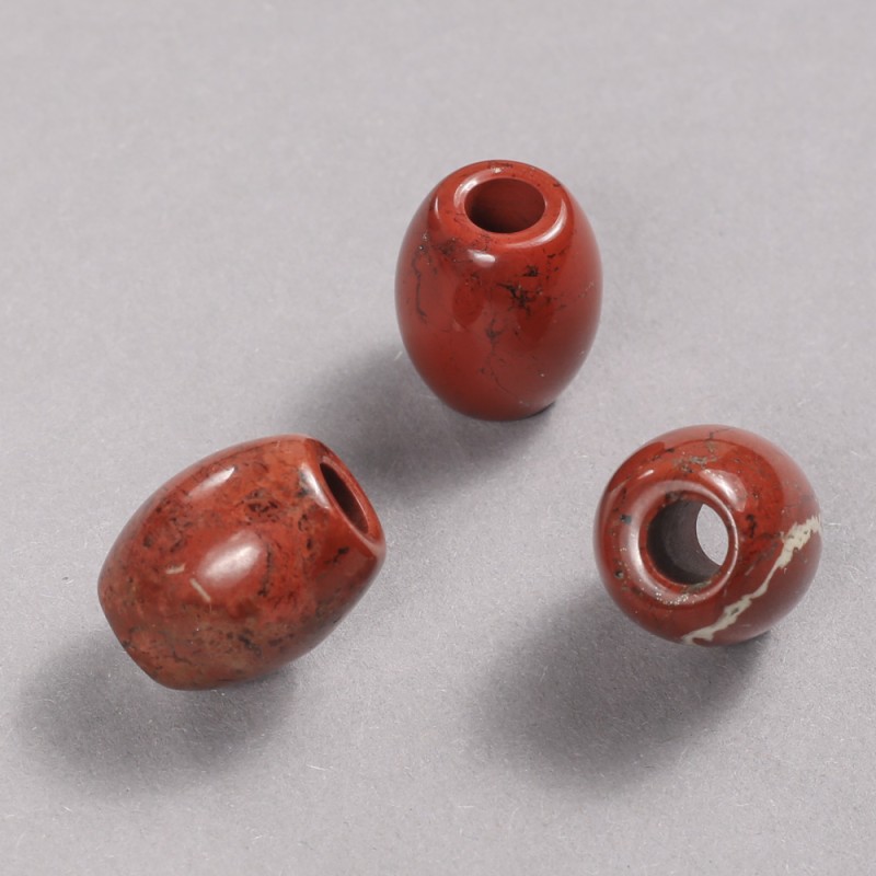 Koralik Pandora z naturalnego kamienia – czerwony jaspis, 16,5 × 15,5 mm, średnica otworu 5,5 mm