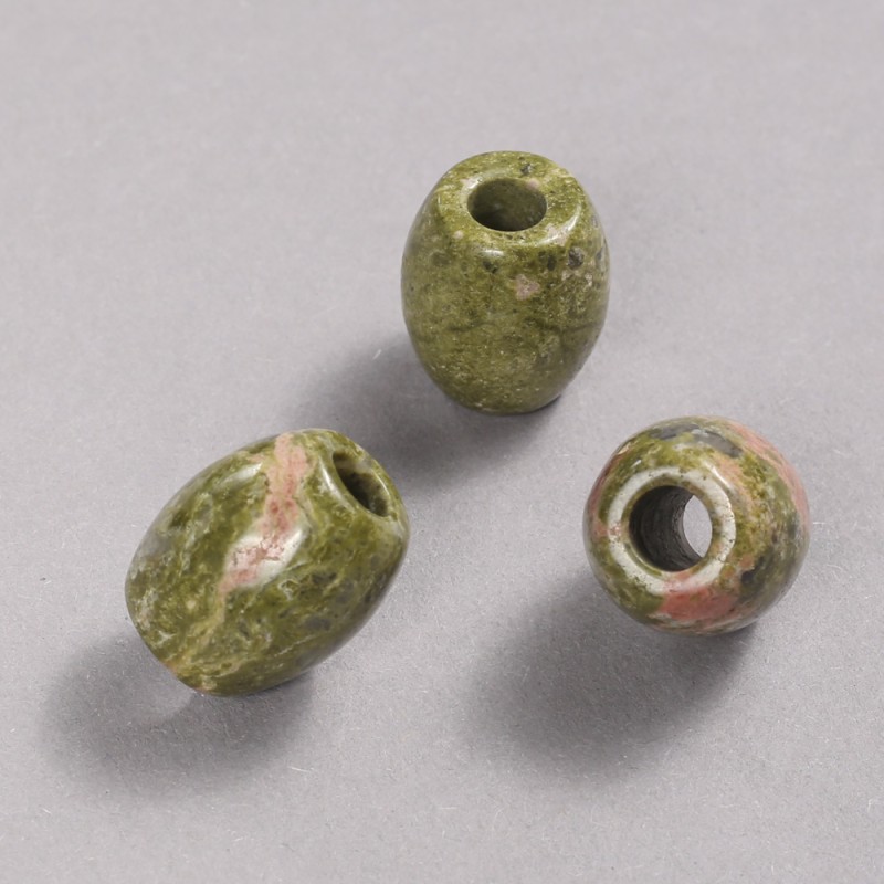 Koralik Pandora z naturalnego kamienia unakit – 16,5 × 15,5 mm, otwór 5,5 mm