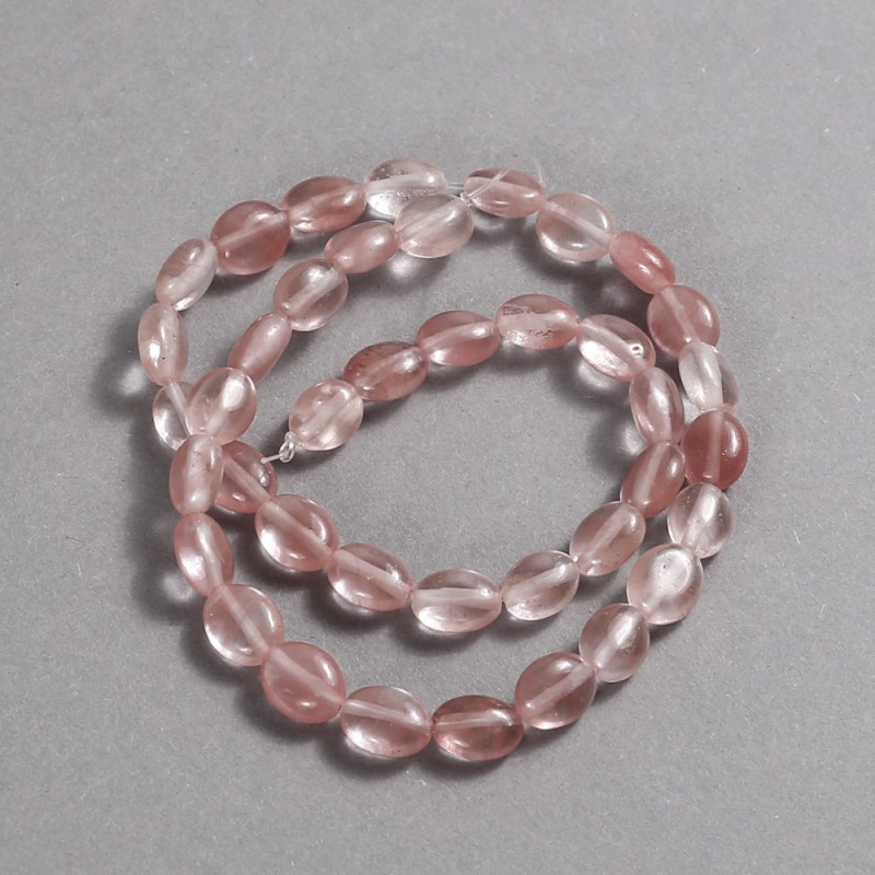 Koraliki na nitce z naturalnego chalcedonu, gładkie owalne, średnica 10×8 mm, długość 39 cm +