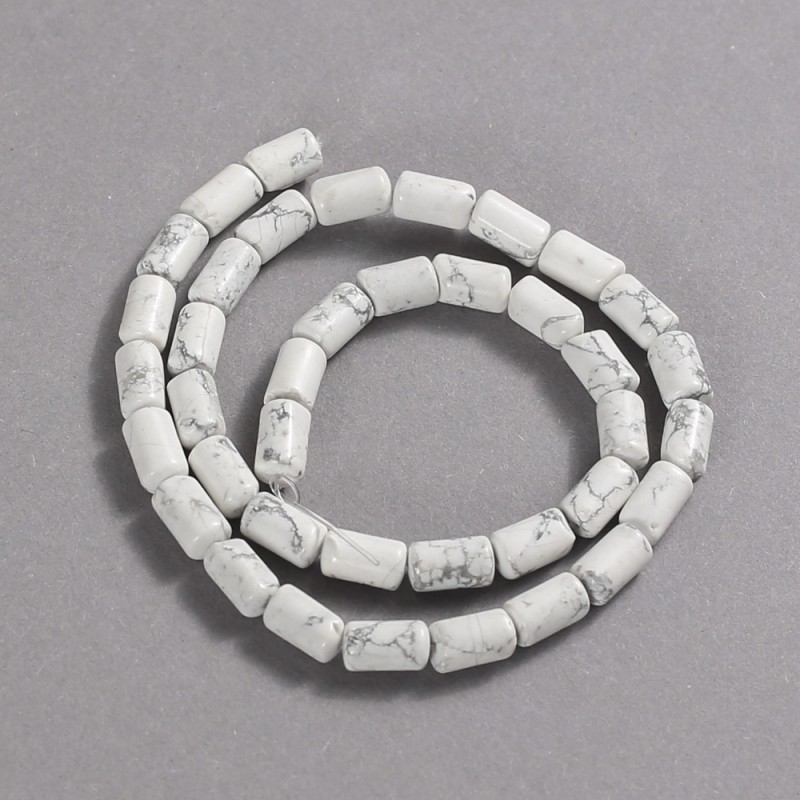 Koraliki na nitce z naturalnego kaolinu, gładkie cylindryczne, średnica 10×6 mm, długość 41 cm