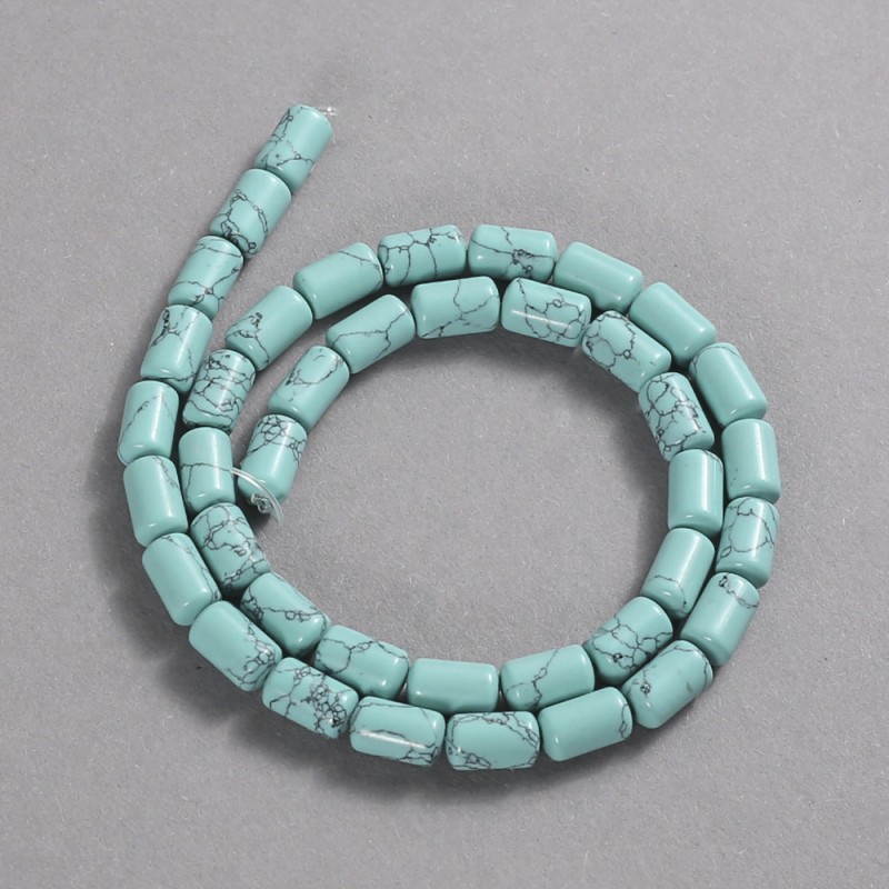 Koraliki turkusowe w formie gładkiego cylindra, średnica 10×6 mm, długość 41 cm ±