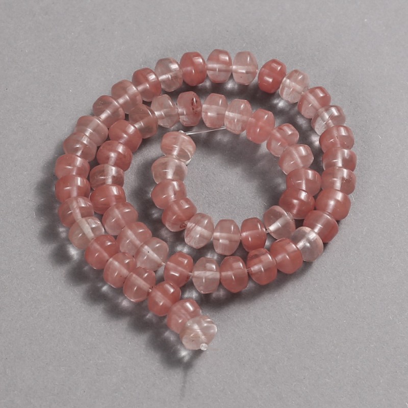 Koraliki na nitce z naturalnego kamienia chalcedonu, gładki rondel, średnica 9x7 mm, długość 39 cm