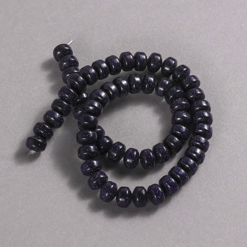 Koraliki na nici z awenturytu: Niebieski piasek, Noc Kairu (syntetyczny) Gładki rondel, 9×7 mm, długość około 39 cm