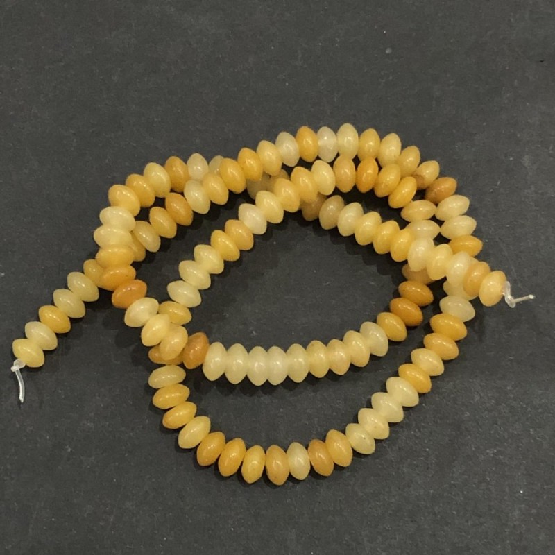 Koraliki na nitce z naturalnego kamienia: agat żółty, gładki rondel, średnica 6×3 mm + -, długość 39 cm +