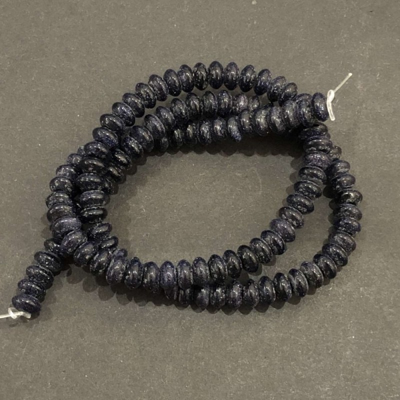 Koraliki na nitce awenturyna niebieski piasek Noc Kairu gładkie rondelki, średnica 6×3 mm + -, długość około 39 cm +