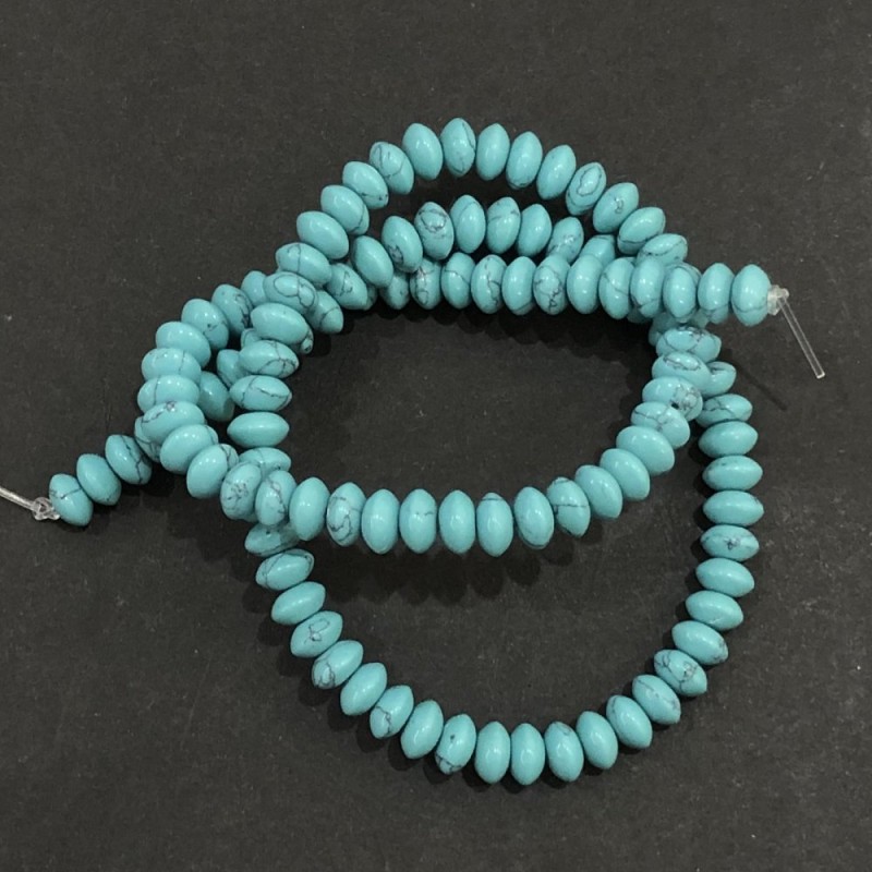 Koraliki turkusowe gładkie rondel, średnica 6×3 mm, długość 39 cm