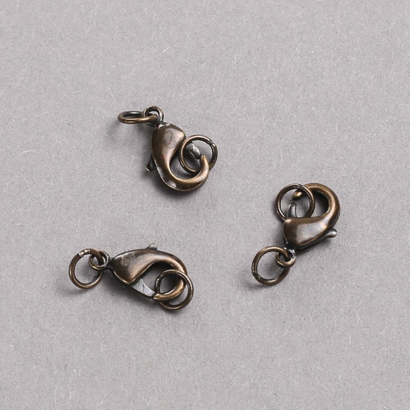 Zapięcie karabinkowe 8×12 mm, metal w kolorze ciemnej czekolady