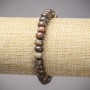 Bransoletka na gumce z naturalnego kamienia jaspis Picasso – gładkie rondelki, średnica 8×5 mm, długość 18 cm