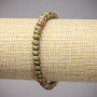 Bransoletka na gumce z naturalnych kamieni: jaspis heliotropowy, unakit, gładkie rondelki, średnica 6×4 mm, długość 18 cm