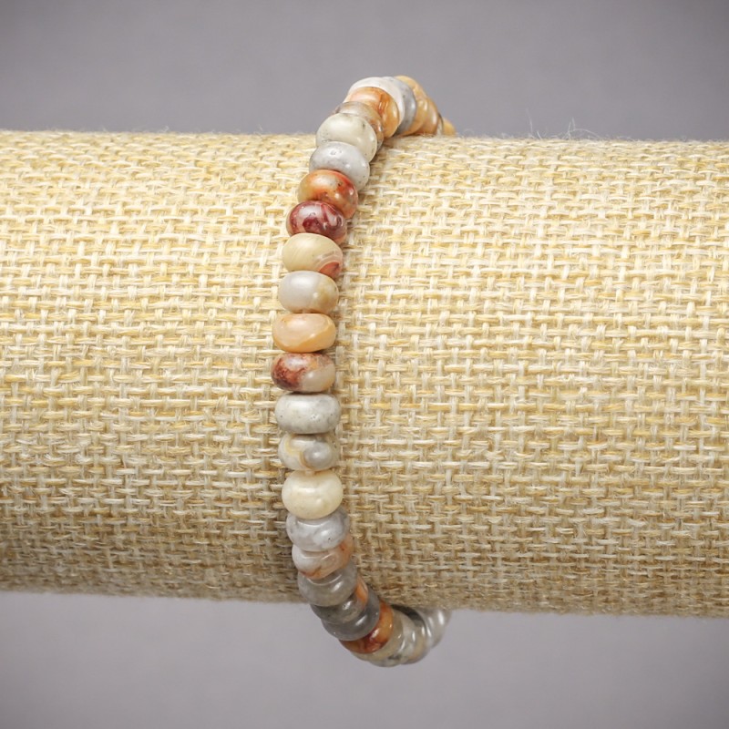 Bransoletka na gumce z naturalnego kamienia – agat marokański, rondel gładki, średnica 6×4 mm, długość 18 cm