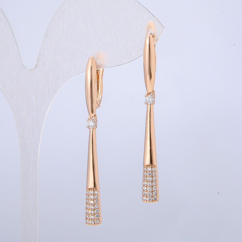 Kolczyki Xuping pozłacane 18K z białymi kryształami, długość 50 mm