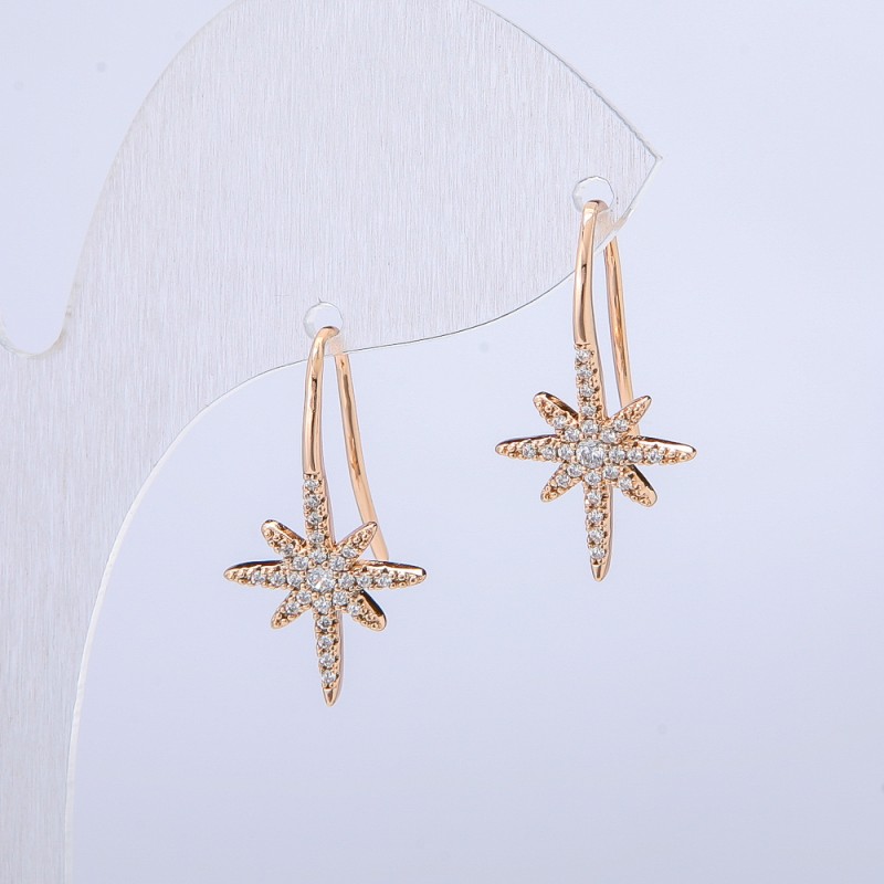 Kolczyki Xuping pozłacane 18K z białymi cyrkoniami, średnica 22×12 mm +