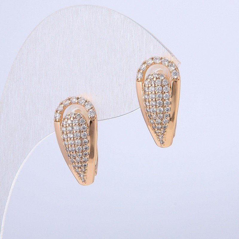 Kolczyki Xuping z pozłotą 18K z białymi cyrkoniami, średnica 18×10 mm +