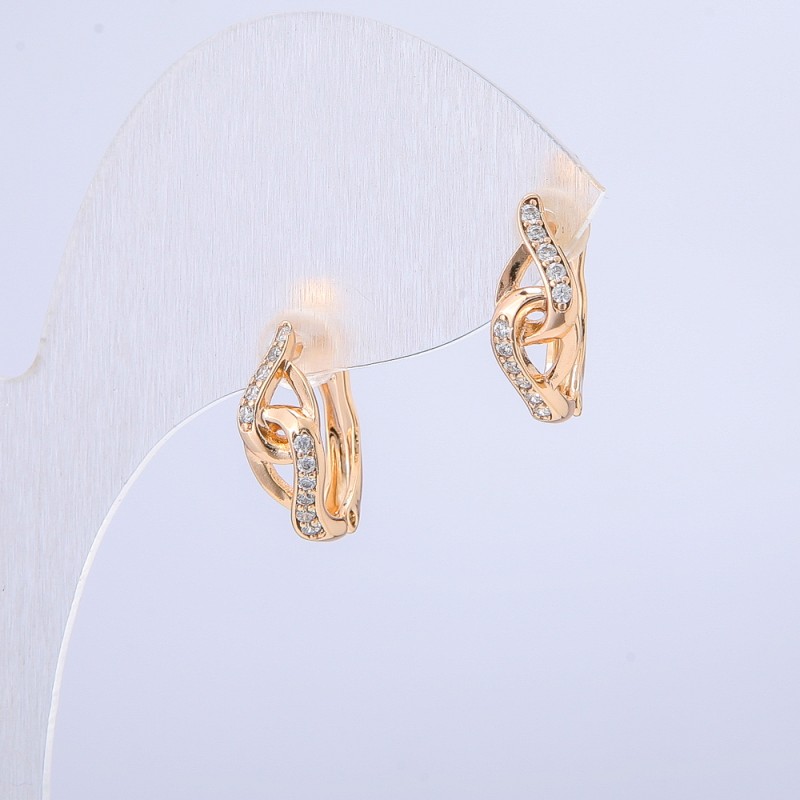 Kolczyki Xuping Pozłacane 18K z białymi kryształami, średnica 15×6 mm +