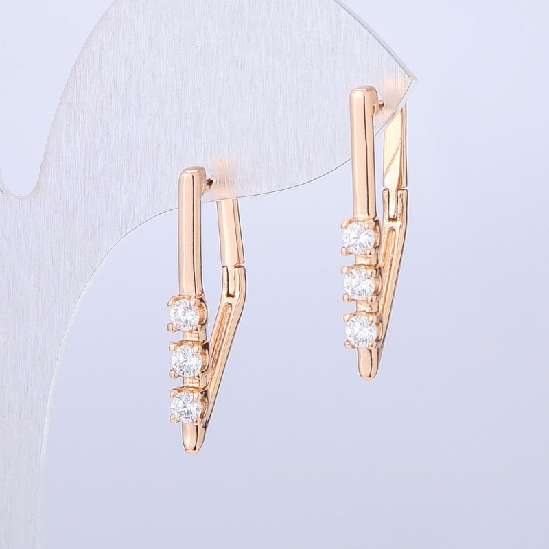 Kolczyki Xuping pozłacane 18K z białymi kryształami, długość 27 mm +