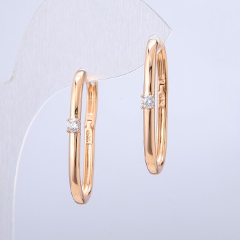 Pozłacane 18K kolczyki Xuping z białą cyrkonią, grubość około 2,5 mm, długość 30 mm