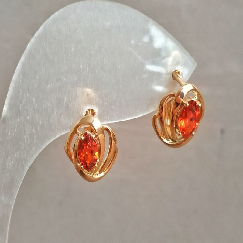 Kolczyki Xuping pozłacane 18K z czerwonymi kryształami, średnica 10x14 mm +