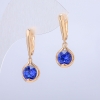 Kolczyki Xuping pozłacane 18K z niebieskimi kryształami, rozmiar 10×26 mm +