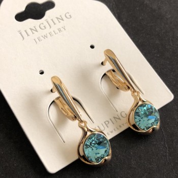 Kolczyki Xuping Pozłacane 18K z niebieskimi kryształami, średnica 10x26 mm +
