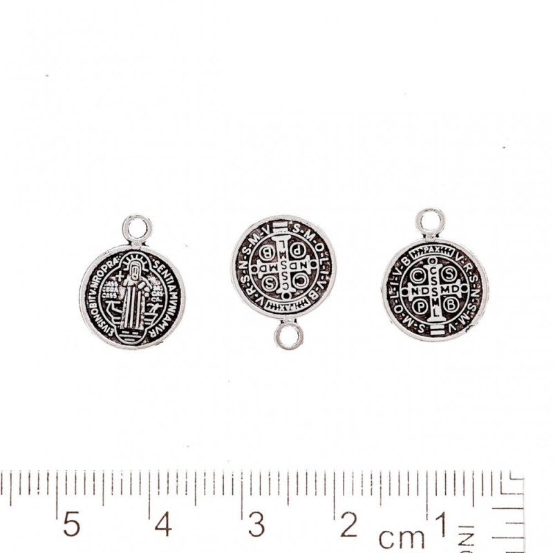 Zawieszka jubilerska „Święty” kolor metalu „srebro”, średnica 12 mm opakowanie 20 g +/- 35 szt.