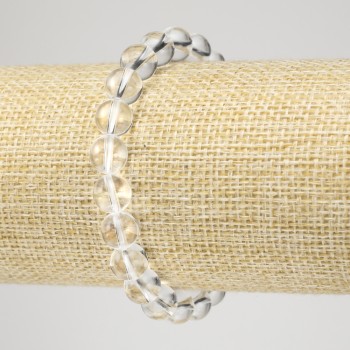 Bransoletka na gumce z kryształu górskiego, gładka kulka o średnicy 8 mm+