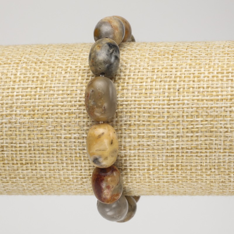 Bransoletka na gumce z naturalnego kamienia, agat marokański, średnica 10×14 mm+
