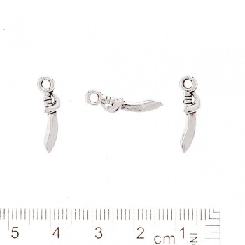 Zawieszka Szabla w kolorze srebra, 19×4 mm, opakowanie 20 g, + 53 szt.
