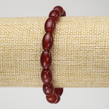 Bransoletka na gumce z kamienia karneolowego, średnica 12×8 mm+