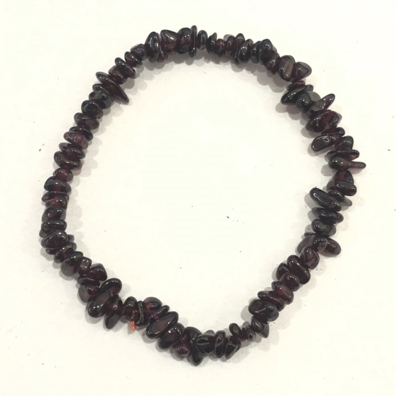 Bransoletka z naturalnego kamienia – granat w drobinkach, średnica 5 mm (+/-), długość 18 cm na elastycznej gumce