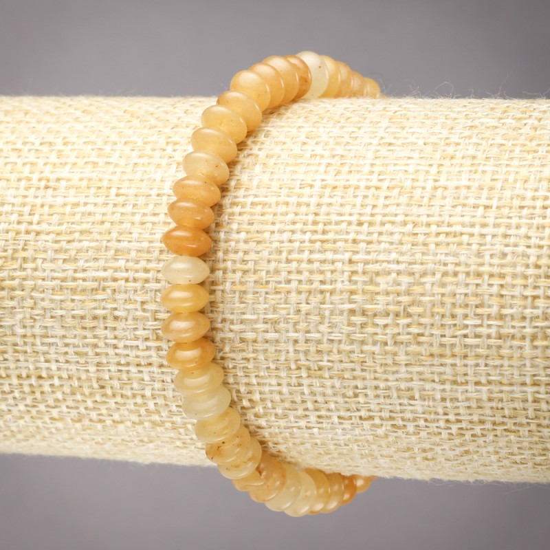Bransoletka na gumce z naturalnego agatu żółtego, gładki rondel, średnica 6×3 mm
