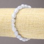 Bransoletka na gumce z naturalnego kamienia - błękitny agat młotkowany, średnica 10×8 mm+