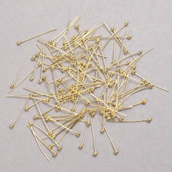 Szpilki jubilerskie z czapką w formie kuleczki, limonowo-złoty metal, długość 20 mm, 500 g