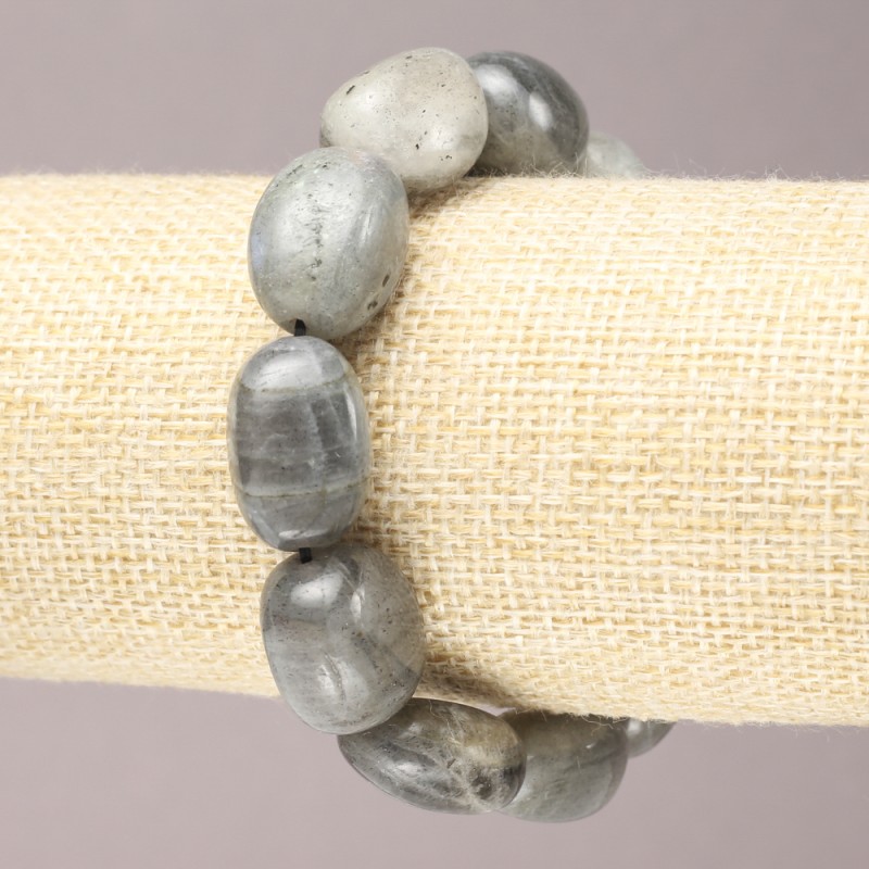 Bransoletka na gumce z labradorytem fasetowanym, średnica 16×13 mm+