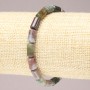 Bransoletka na gumce z naturalnego kamienia – jaspis różnobarwny, gładkie cylindryczne koraliki, średnica 10×6 mm