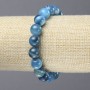Bransoletka na gumce z błękitnego agatu – gładkie kulki, średnica 10 mm+