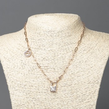 Łańcuszek Xuping pozłacany 18K z wisiorkami z białymi kryształami, grubość 3,5 mm, długość 43–48 cm