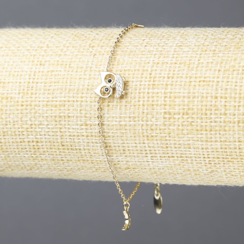 Bransoletka Xuping z pozłotą cytrynową i białymi kryształami, grubość około 1,5 mm, długość 18–20 cm