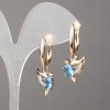 Kolczyki Xuping pozłacane 18K z białymi cyrkoniami i błękitnymi kryształami 34×12 mm +