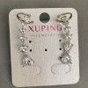Kaf-puszet Xuping rhodiowany z białymi kryształami w kształcie serca 32×10 mm +
