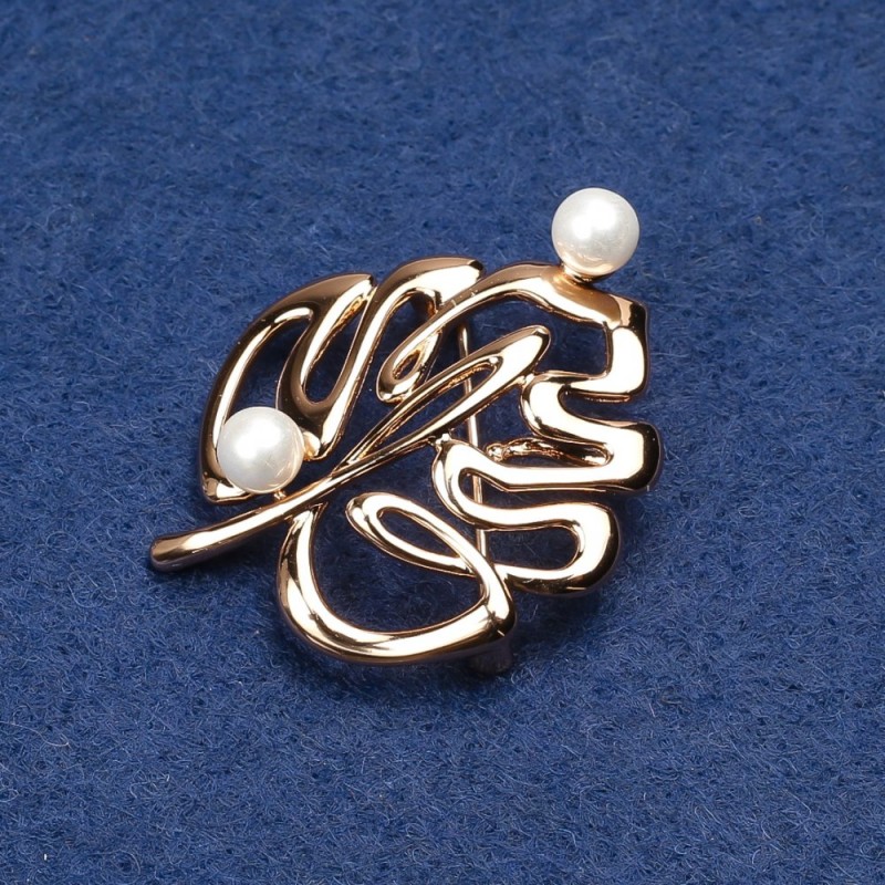 Broszka Xuping z pozłotą 18K i perłami 34×26 mm +