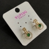 Kolczyki Xuping pozłacane 18k z zielonymi kamieniami i białymi cyrkoniami 17x10 mm