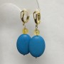 Kolczyki niebieska Turquoise (kamień naturalny, sztuczny ) owal 18x25 mm+- i Cytryn gładka kulka 8 mm+- , długość 50 mm+-