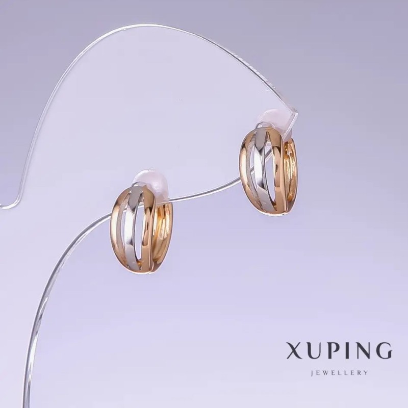 Kolczyki Xuping, długość 12 mm, grubość 6 mm, rodowane, pozłacane 18k