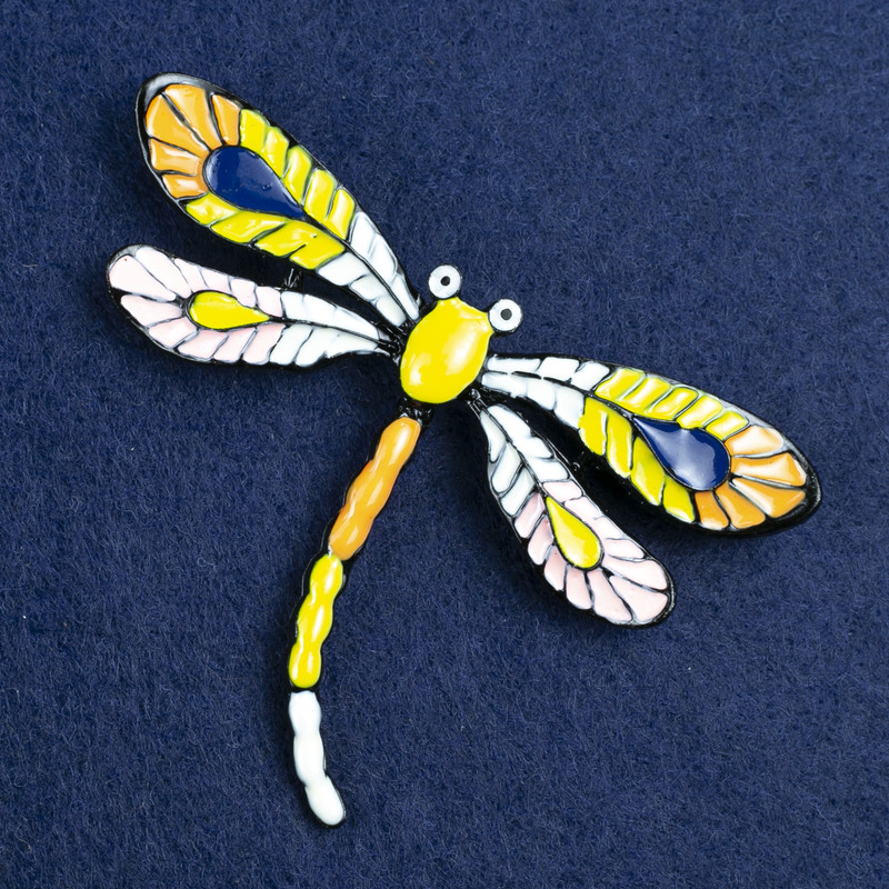 Broszka «Motyl» ze srebrzystego metalu i emalii 70×50 mm +