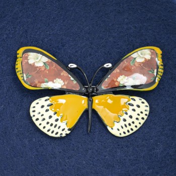 Broszka motyl czarny metal i emalia 70×40 mm +