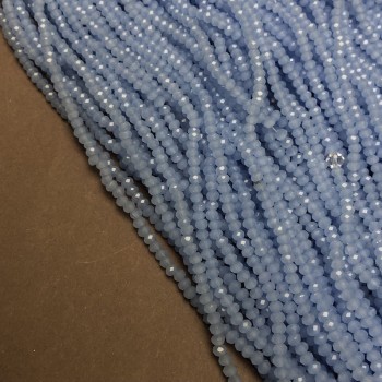 Koraliki czeskiego kryształu na nici, matowe w odcieniu chabrowym, fasetowane rondelki, średnica 3×2,5 mm, długość 36–38 cm