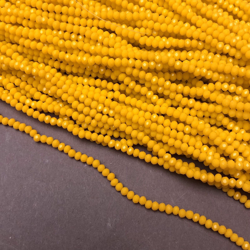 Koraliki czeskiego kryształu na żyłce w odcieniu kukurydzianego matowego złota, fasetowany rondel, średnica 3×2,5 mm + -, długość 36–38 cm +