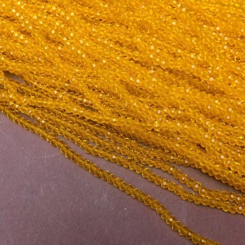 Koraliki czeskiego kryształu na nitce – słoneczne, przezroczyste rondelki fasetowane, średnica 3 × 2,5 mm, długość 36–38 cm