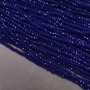 Koraliki z czeskiego kryształu na żyłce, ciemnoniebieskie matowe, fasetowany koralik w kształcie rondla, średnica 3 x 2,5 mm, długość 36–38 cm